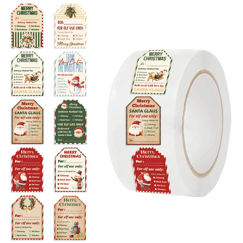 Label Printer Tape - 500 шт. рождественских наклеек в рулоне,